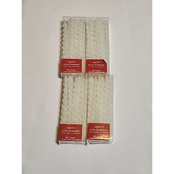 Holiday Home Icicle Ornaments White 4 Packs 20 * 4 = 80 Total - Picture 1 of 4